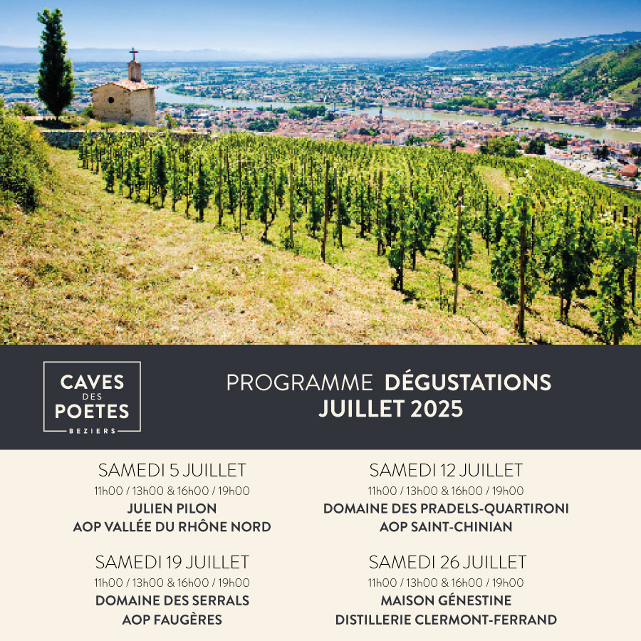 Programme des dégustations de Juillet 2025