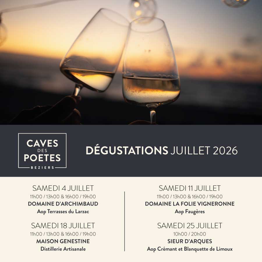 Programme des dégustations de vins gratuite de Juin à Béziers
