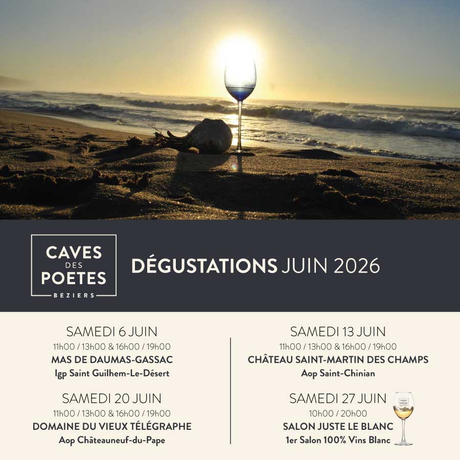 Programme des dégustations de vins gratuite de Juin à Béziers